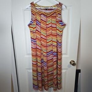 Dress colorful multicolor print sleeveless poly spandex size 14